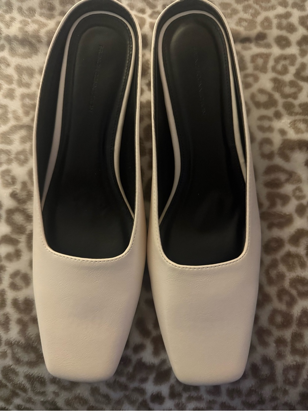 French Connection White Square-Toe Heels
